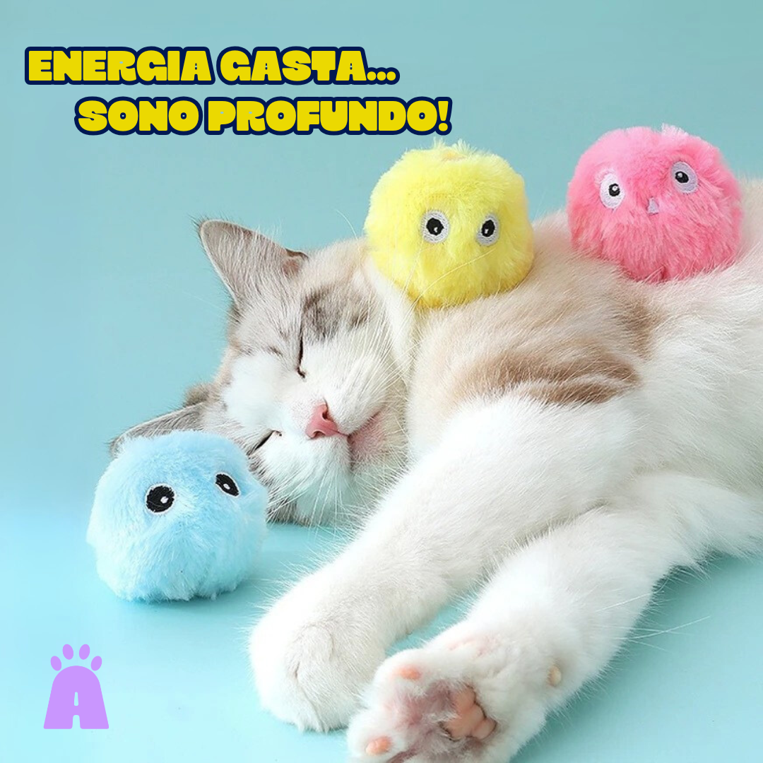 Brinquedo Interativo para Gatos – Bola de Pelúcia com Som Ativado por Toque - Catnip Grátis