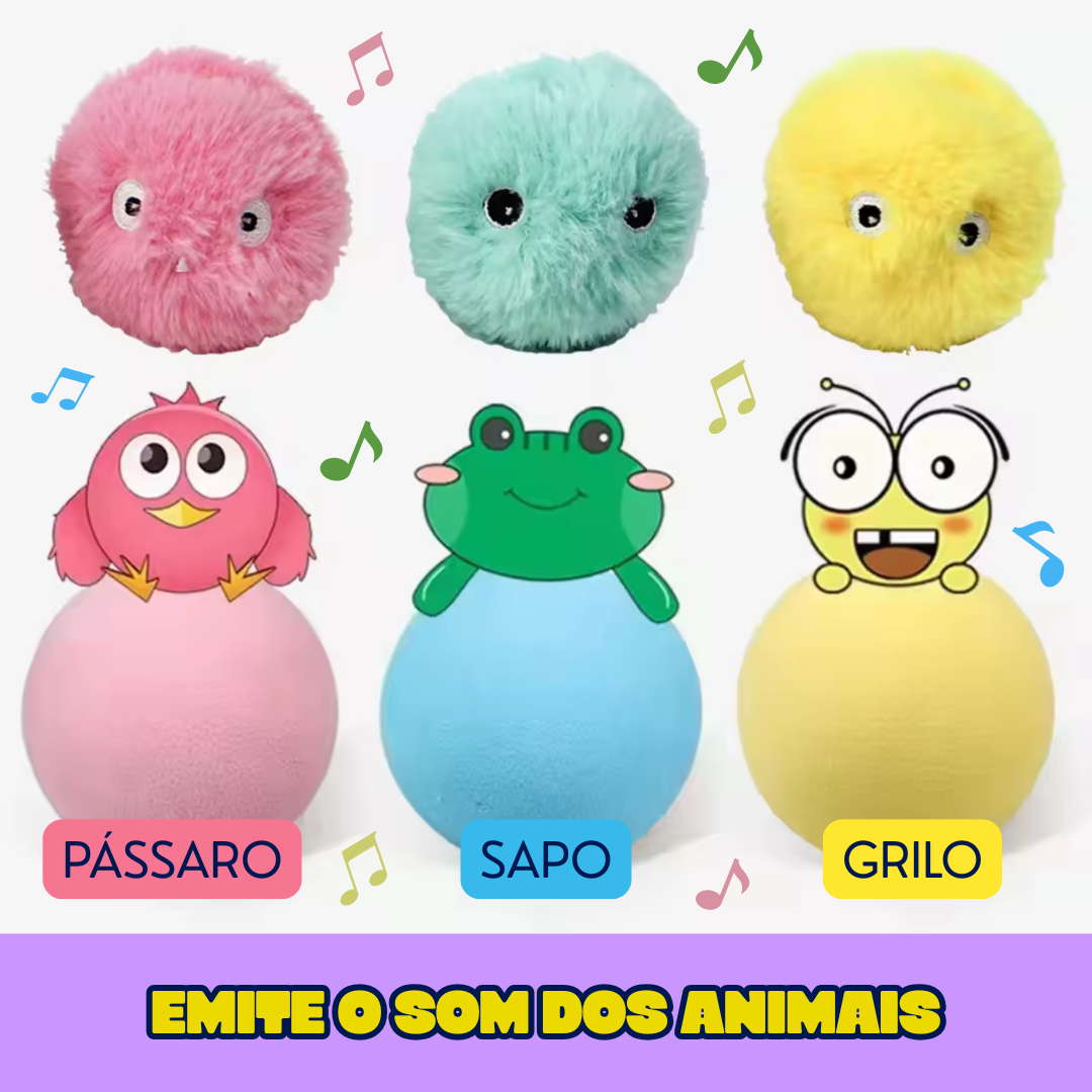 Brinquedo Interativo para Gatos – Bola de Pelúcia com Som Ativado por Toque - Catnip Grátis