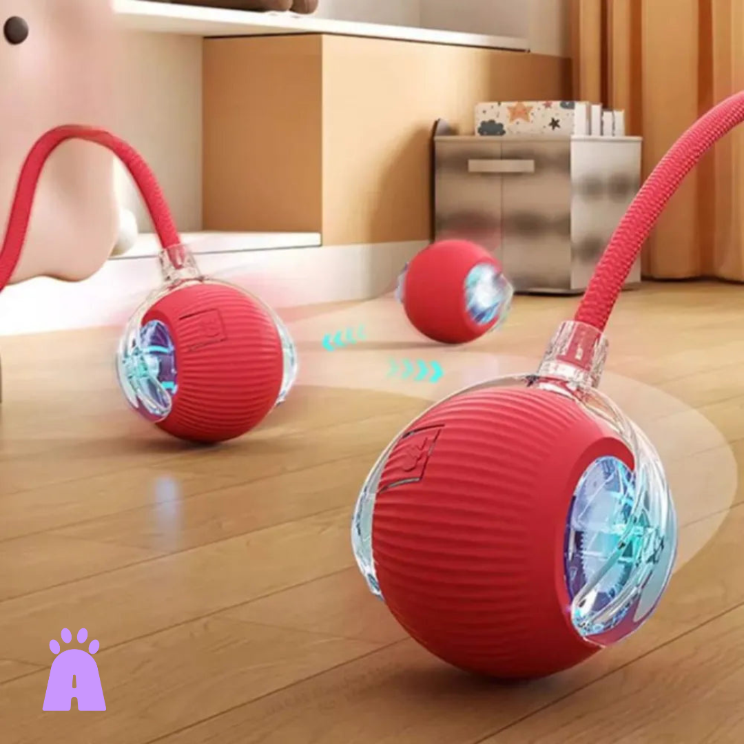 Brinquedo Interativo para Pet – Bola de Rolagem Automática com Cauda e Recarga USB