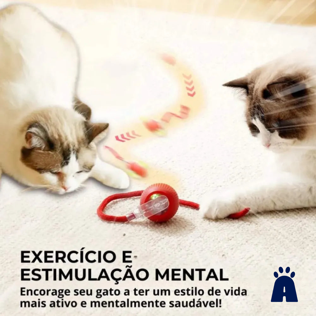 Brinquedo Interativo para Pet – Bola de Rolagem Automática com Cauda e Recarga USB