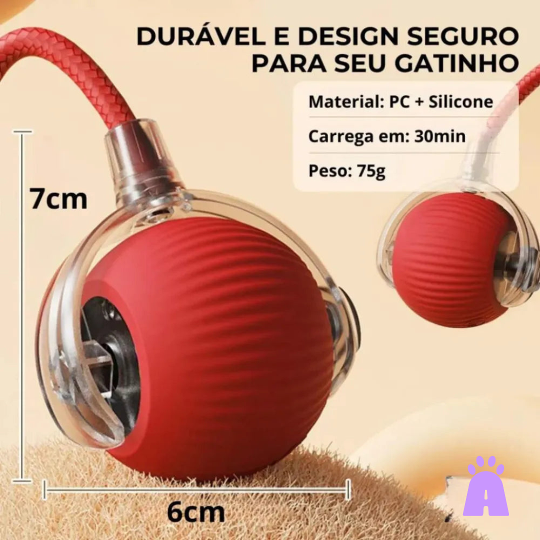 Brinquedo Interativo para Pet – Bola de Rolagem Automática com Cauda e Recarga USB