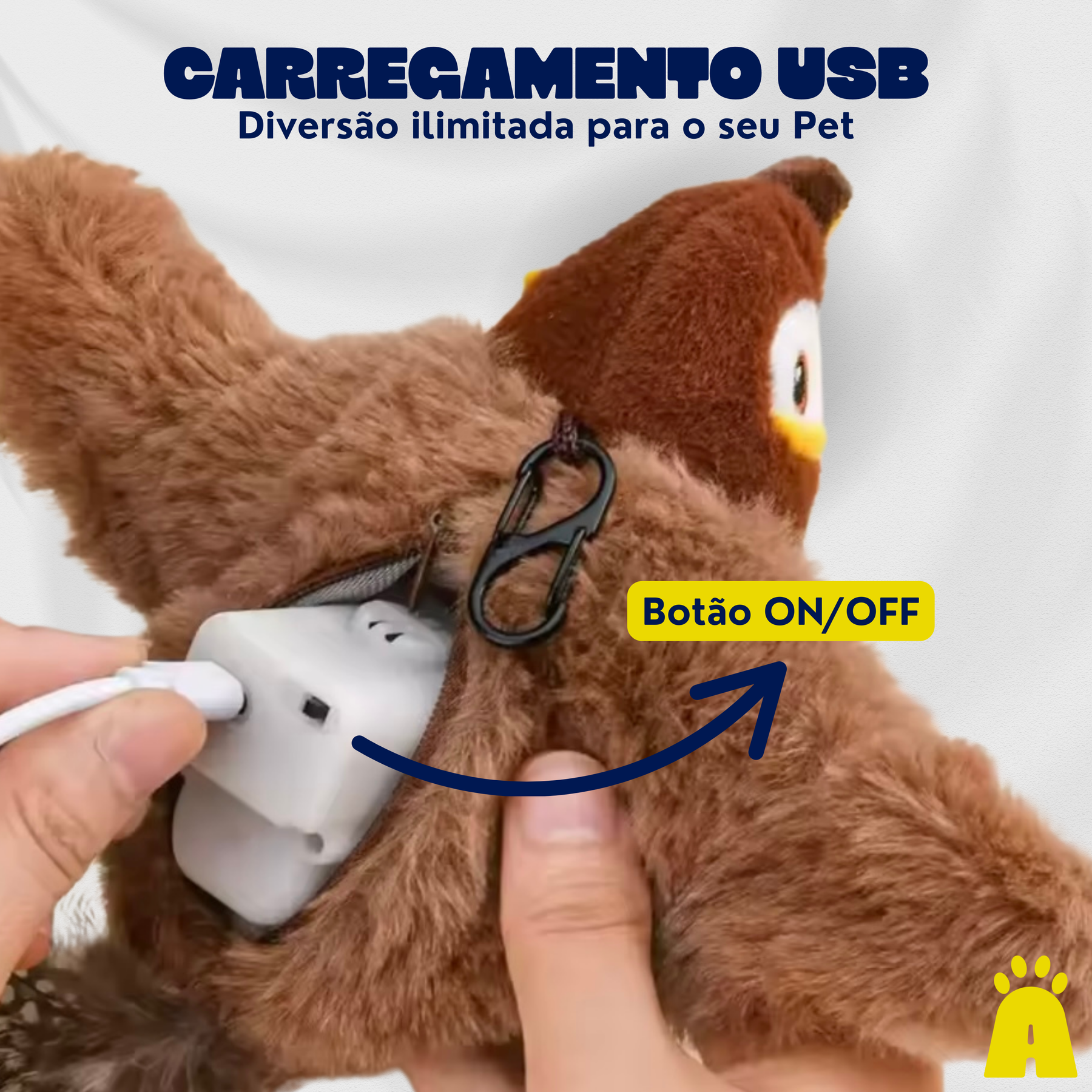 Brinquedo Interativo para Gatos – Pássaro de Pelúcia com Movimento e Som Ativado por Toque