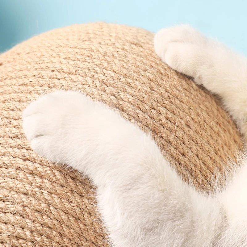 Brinquedo para Gato Coçar Bola de Sisal com Corda - Resistente ao Desgaste