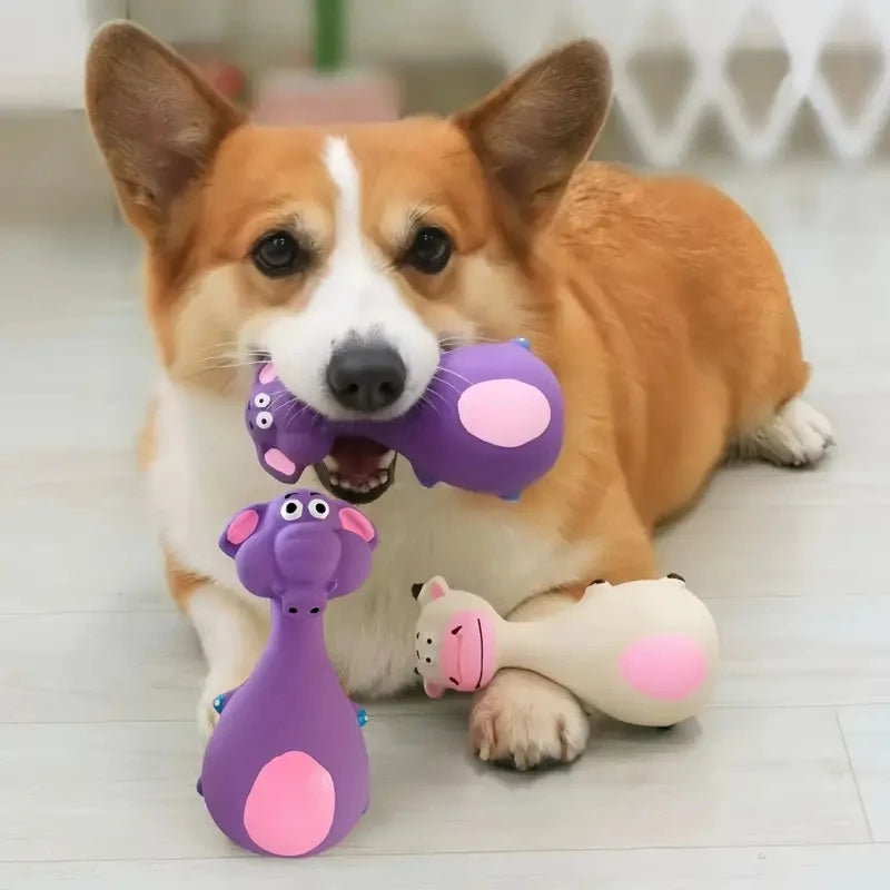 Brinquedos Mastigáveis de Borracha para Cães - Squeaky Interativo para Pequenos e Médios