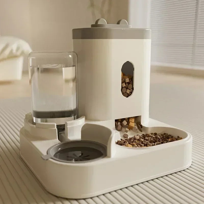 Alimentador Automático para Gato e Cão - Tigela com Fonte de Água e Suporte Elevado