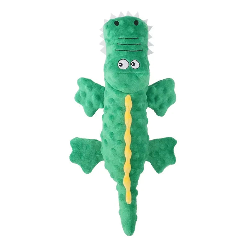 Brinquedo de Pelúcia para Pet - Crocodilo com Som e Limpeza de Dentes para Cães