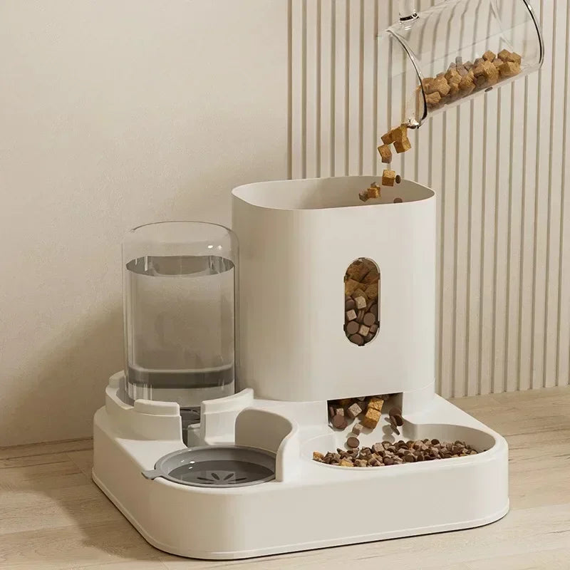 Alimentador Automático para Gato e Cão - Tigela com Fonte de Água e Suporte Elevado