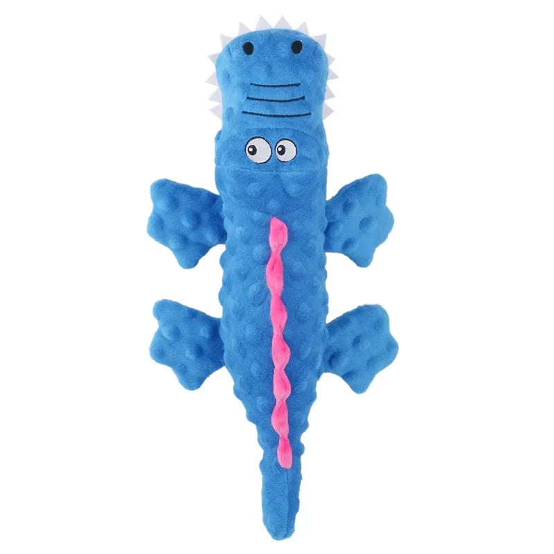 Brinquedo de Pelúcia para Pet - Crocodilo com Som e Limpeza de Dentes para Cães