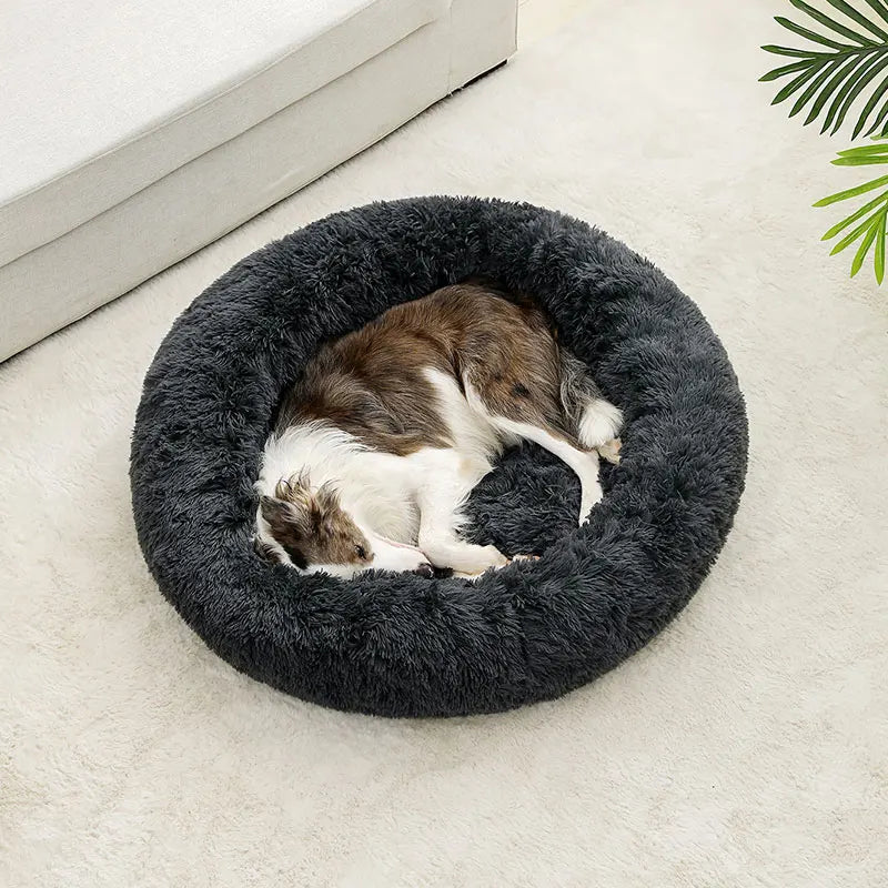 Cama Redonda para Cachorro e Gato - Super Macia, Quente para Inverno