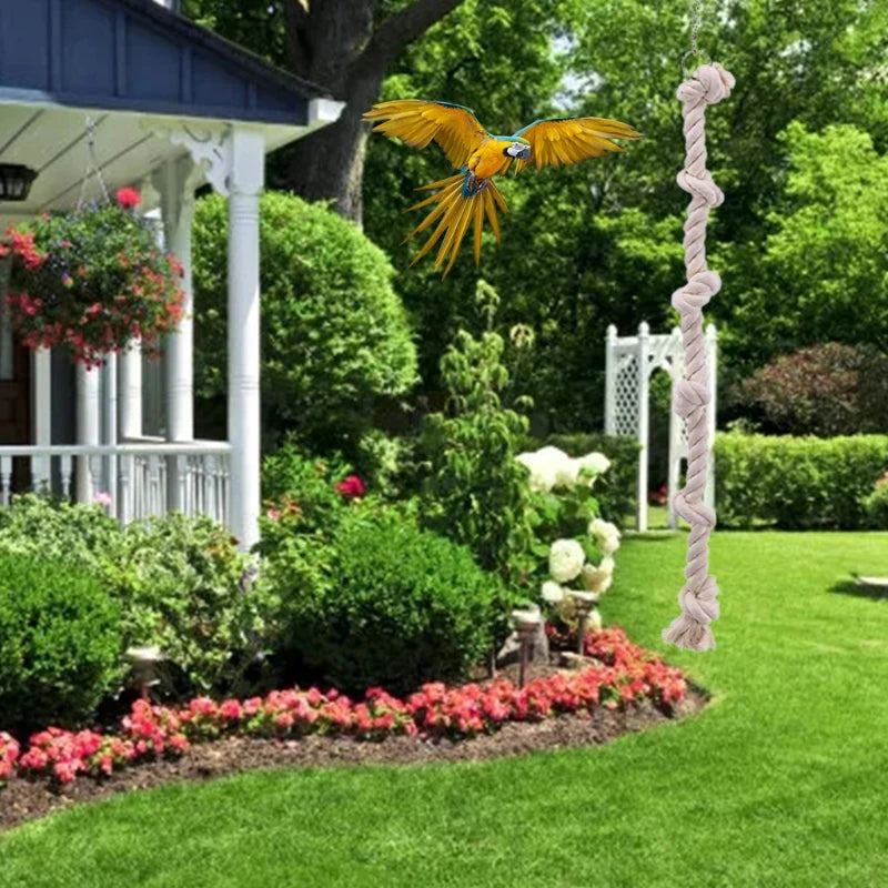 Corda de Algodão Suspensa para Gaiola - Brinquedo de Escalada para Papagaios e Periquitos
