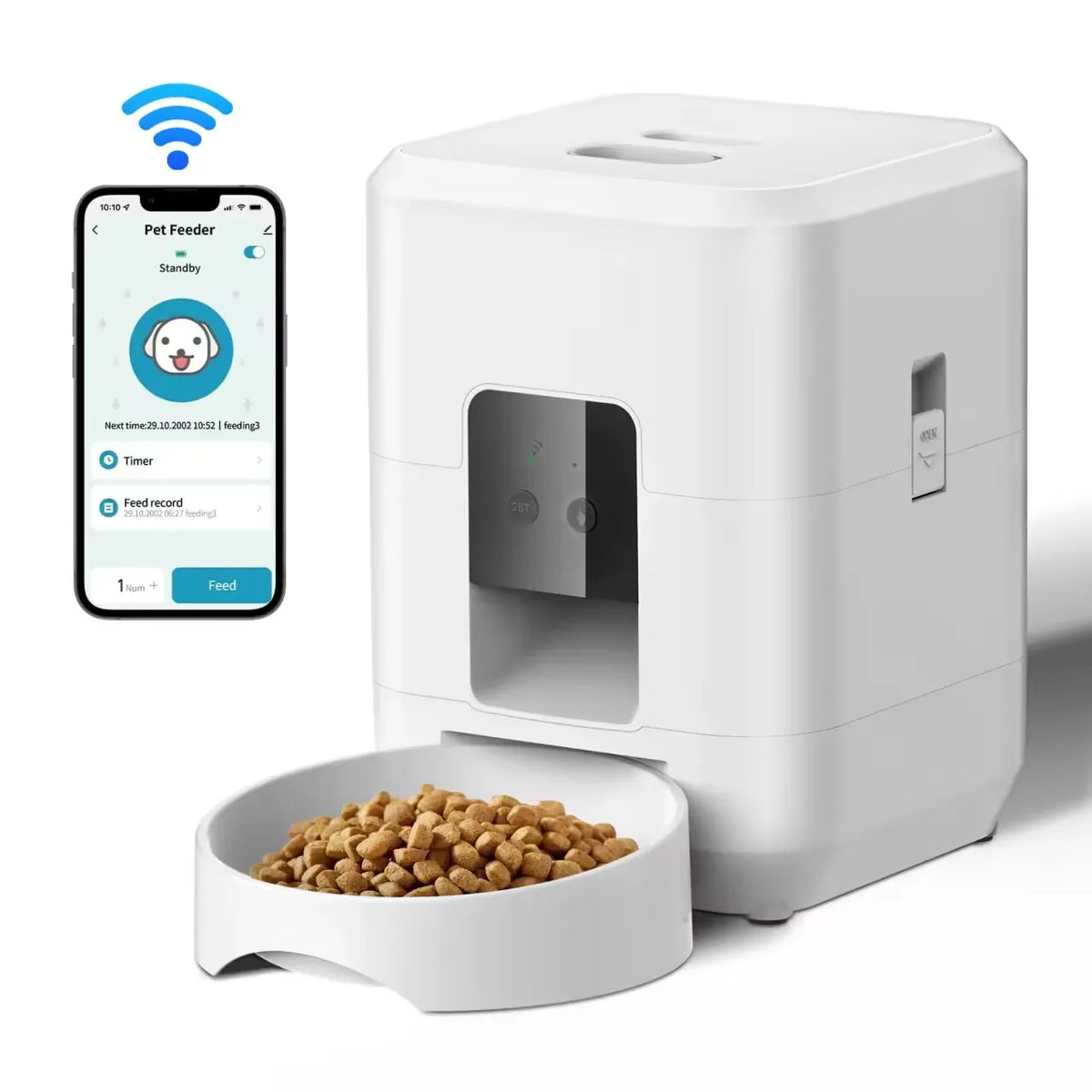 Alimentador Automático Inteligente para Gato e Cão - Dispensador Lento com Programação