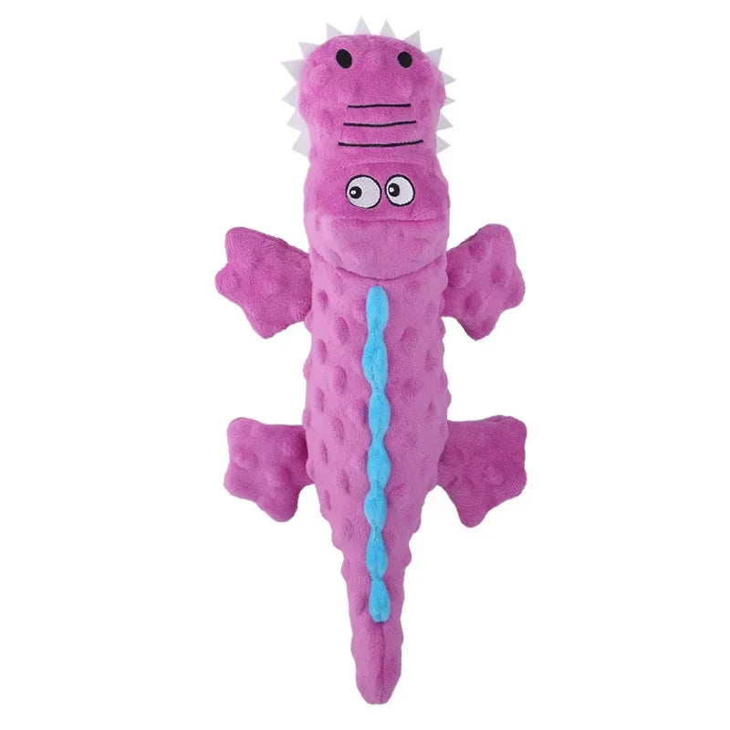Brinquedo de Pelúcia para Pet - Crocodilo com Som e Limpeza de Dentes para Cães