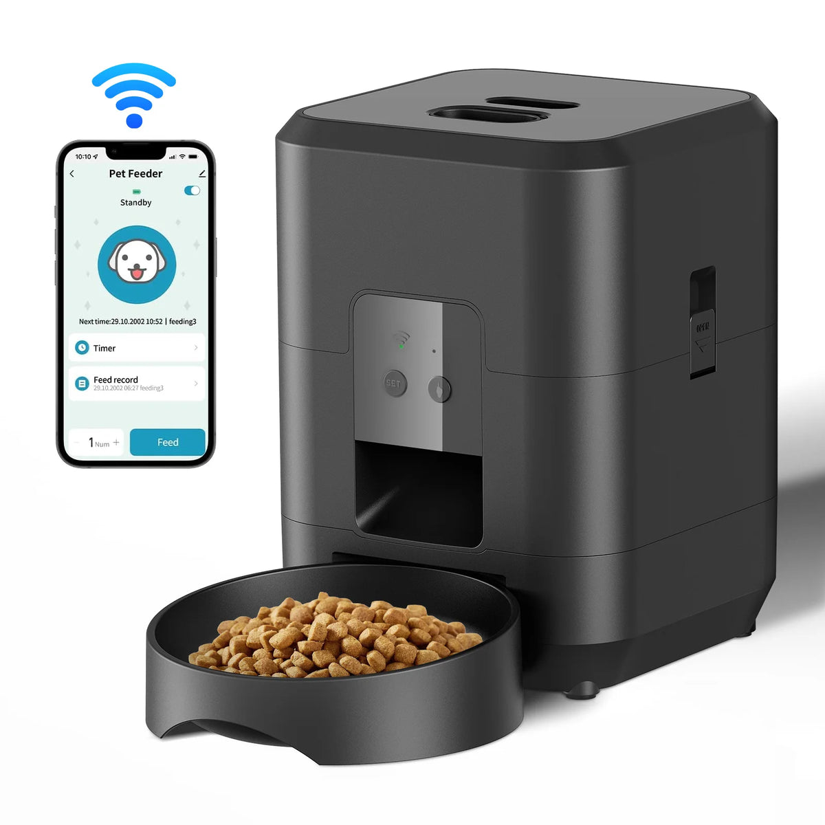 Alimentador Automático Inteligente para Gato e Cão - Dispensador Lento com Programação