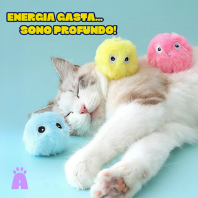 Brinquedo Interativo para Gatos – Bola de Pelúcia com Som Ativado por Toque - Catnip Grátis