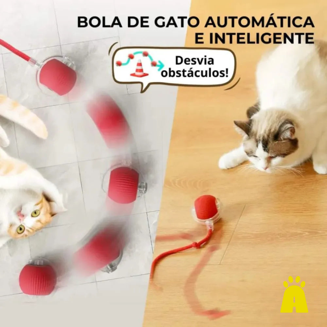 Brinquedo Interativo para Pet – Bola de Rolagem Automática com Cauda e Recarga USB