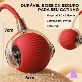 Brinquedo Interativo para Pet – Bola de Rolagem Automática com Cauda e Recarga USB