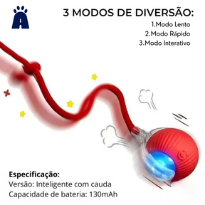 Brinquedo Interativo para Pet – Bola de Rolagem Automática com Cauda e Recarga USB