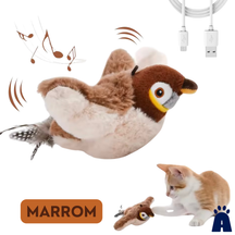 Brinquedo Interativo para Gatos – Pássaro de Pelúcia com Movimento e Som Ativado por Toque