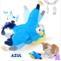 Brinquedo Interativo para Gatos – Pássaro de Pelúcia com Movimento e Som Ativado por Toque