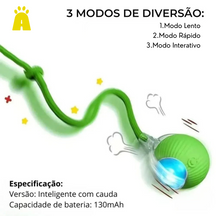 Brinquedo Interativo para Pet – Bola de Rolagem Automática com Cauda e Recarga USB