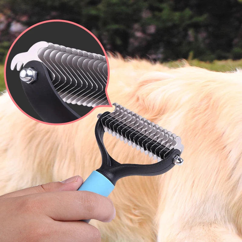 Escova para Cachorro de Dupla Face - Pente para Remoção de Pelos e Emaranhados