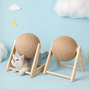 Brinquedo para Gato Coçar Bola de Sisal com Corda - Resistente ao Desgaste