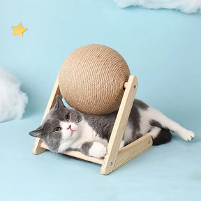 Brinquedo para Gato Coçar Bola de Sisal com Corda - Resistente ao Desgaste