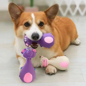 Brinquedos Mastigáveis de Borracha para Cães - Squeaky Interativo para Pequenos e Médios