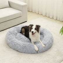 Cama Macia para Cachorro - Cesta de Pelúcia Longa e Almofada para Cães