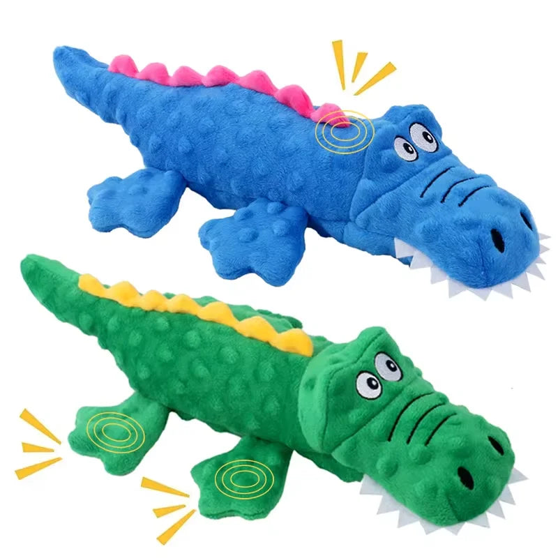 Brinquedo de Pelúcia para Pet - Crocodilo com Som e Limpeza de Dentes para Cães