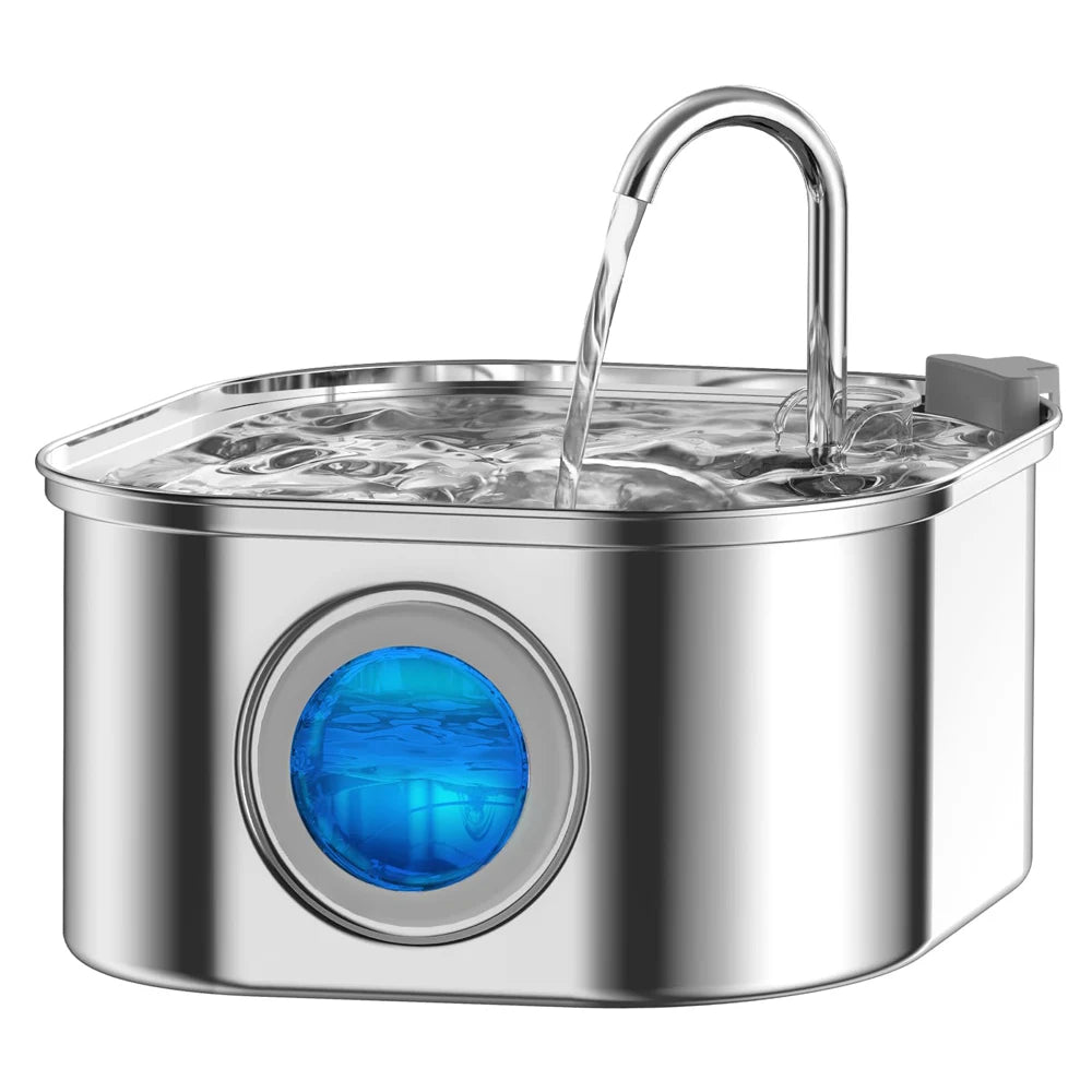 Dispenser de Água para Pet 3.2L em Aço Inox - Fonte Automática para Gato e Cão